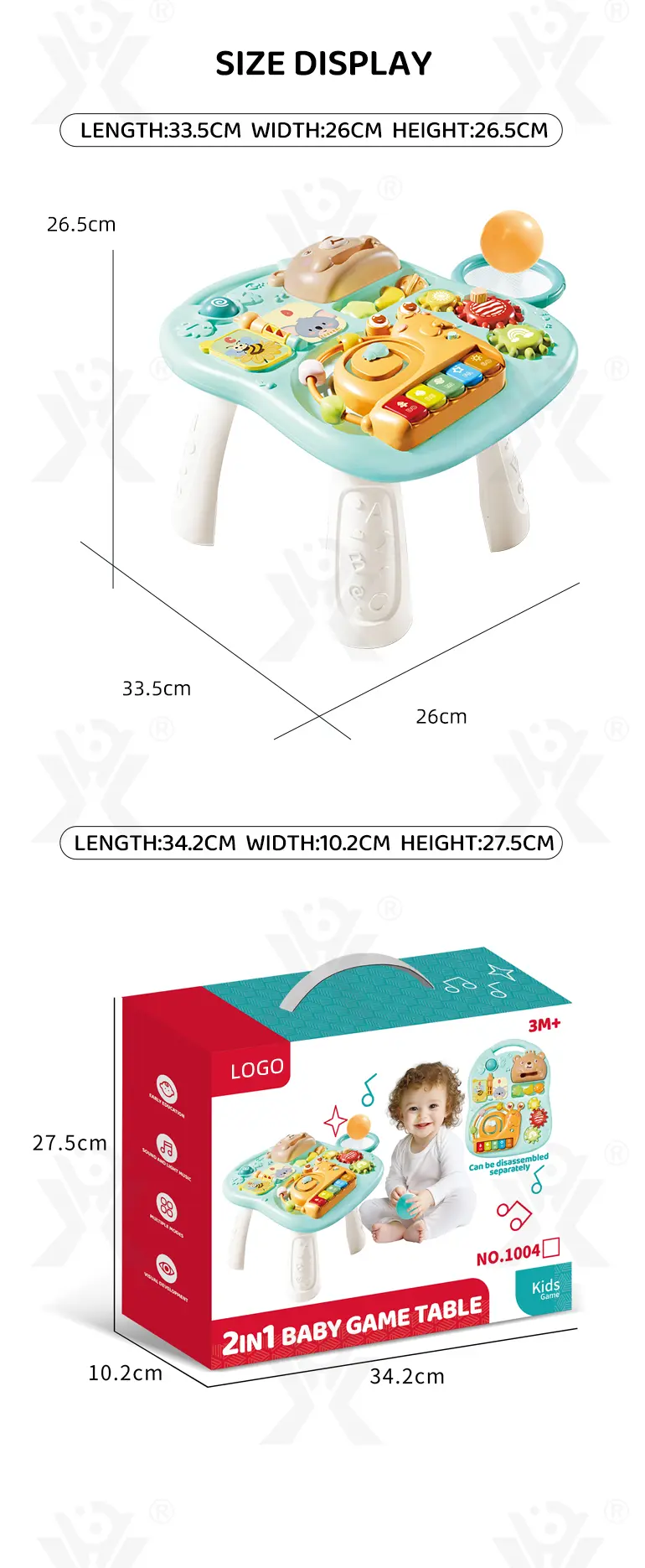 2-in-1 Baby Gaming Table Toy, 8 Activities, Sounds and Lights · TV10578 · detail image 8 of 8