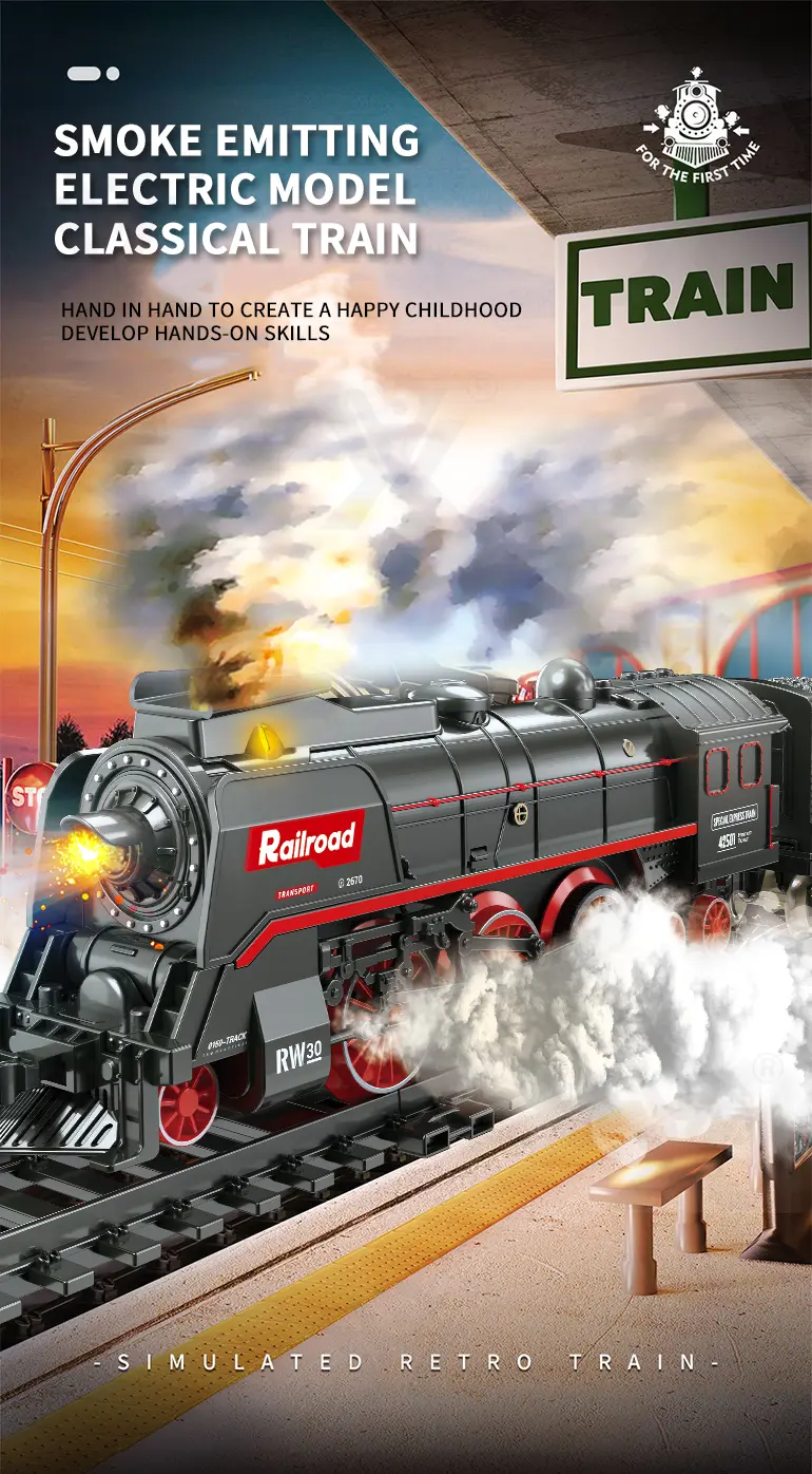 Retro Electric Train Toy, Steam Spray Effect · TV10589 · detail image 1 of 12