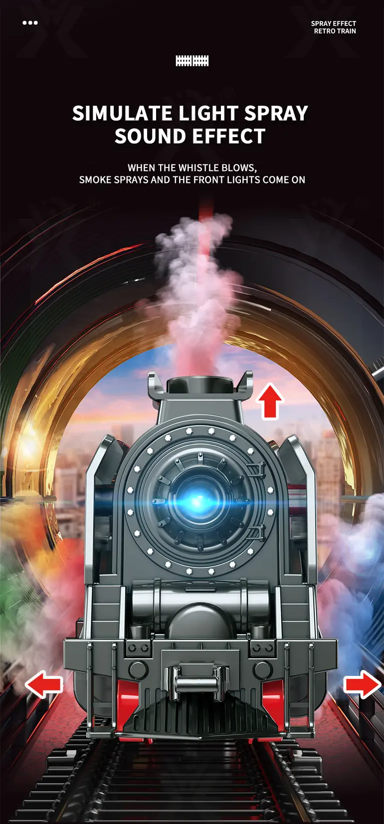 Retro Electric Train Toy, Steam Spray Effect · TV10589 · detail image 3 of 12