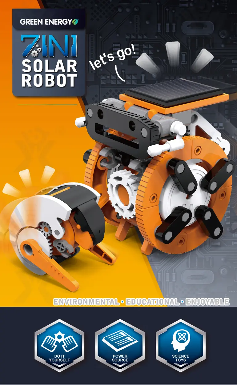 7-in-1 Solar Robot Toy, Solar Powered, Transform to Different Shapes, DIY Play · TV10591 · detail image 1 of 6