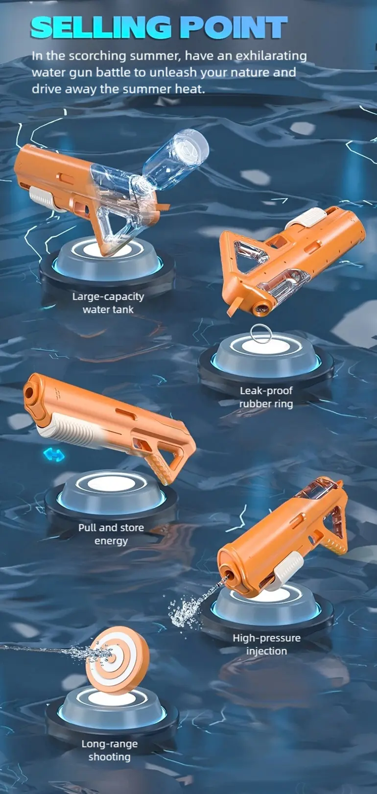 High-pressure Water Gun With Futuristic Space Appearance, 11M Range, Leak-Proof, Water Bottle Compliment · TV10595 · detail image 2 of 12
