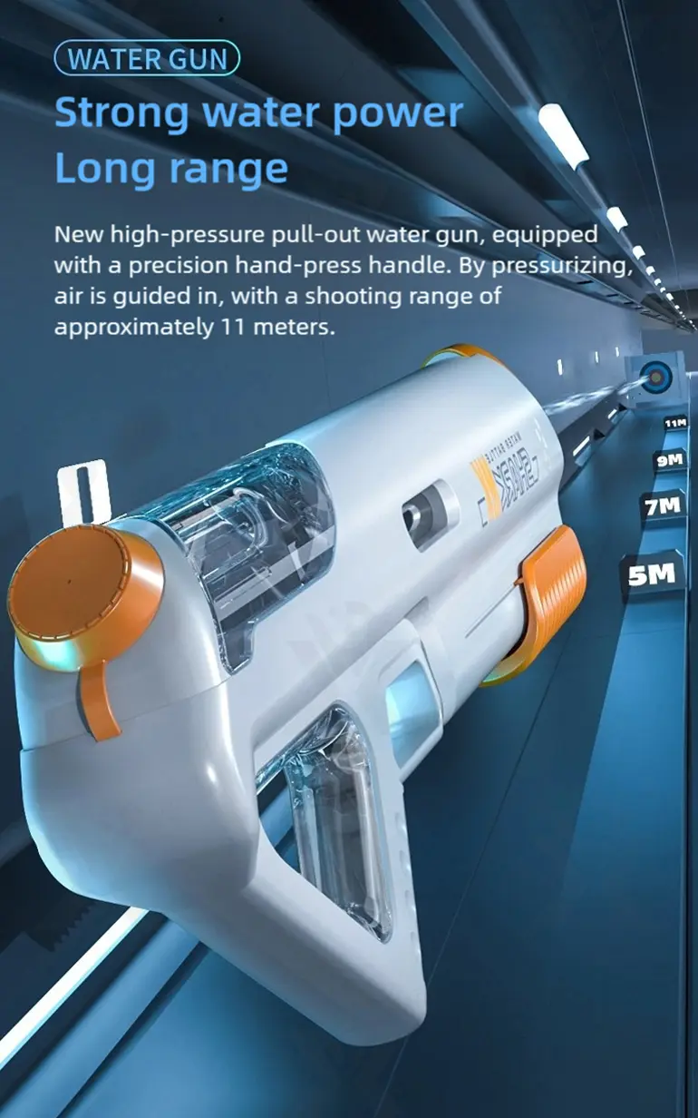 High-pressure Water Gun With Futuristic Space Appearance, 11M Range, Leak-Proof, Water Bottle Compliment · TV10595 · detail image 6 of 12
