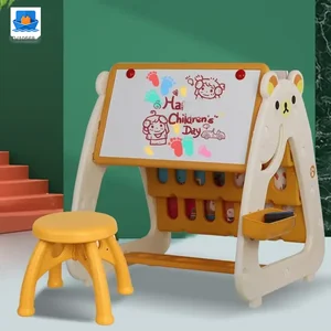 3-in-1 mesa de estudio para niños, escritorio, tablero de dibujo y estantería·TV10568·foto del producto 5 de 7