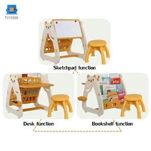 3-in-1 mesa de estudio para niños, escritorio, tablero de dibujo y estantería·TV10568·foto del producto 6 de 7