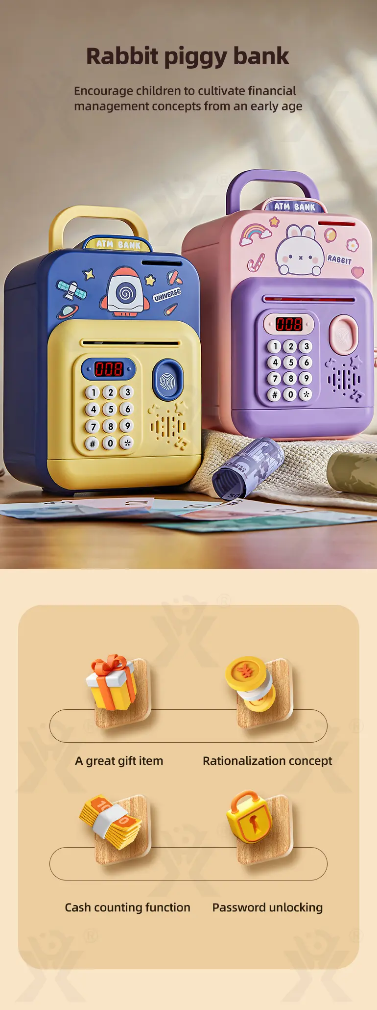 Cute Rabbit Deposit Toys with Intelligent Display · TV10526 · detail image 1 of 9