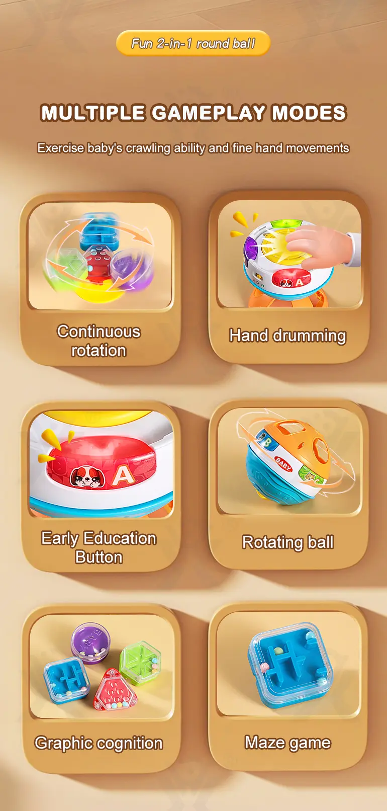Interactive Crawling Ball Toy With Music and Learning Mode · TV10552 · detail image 2 of 11