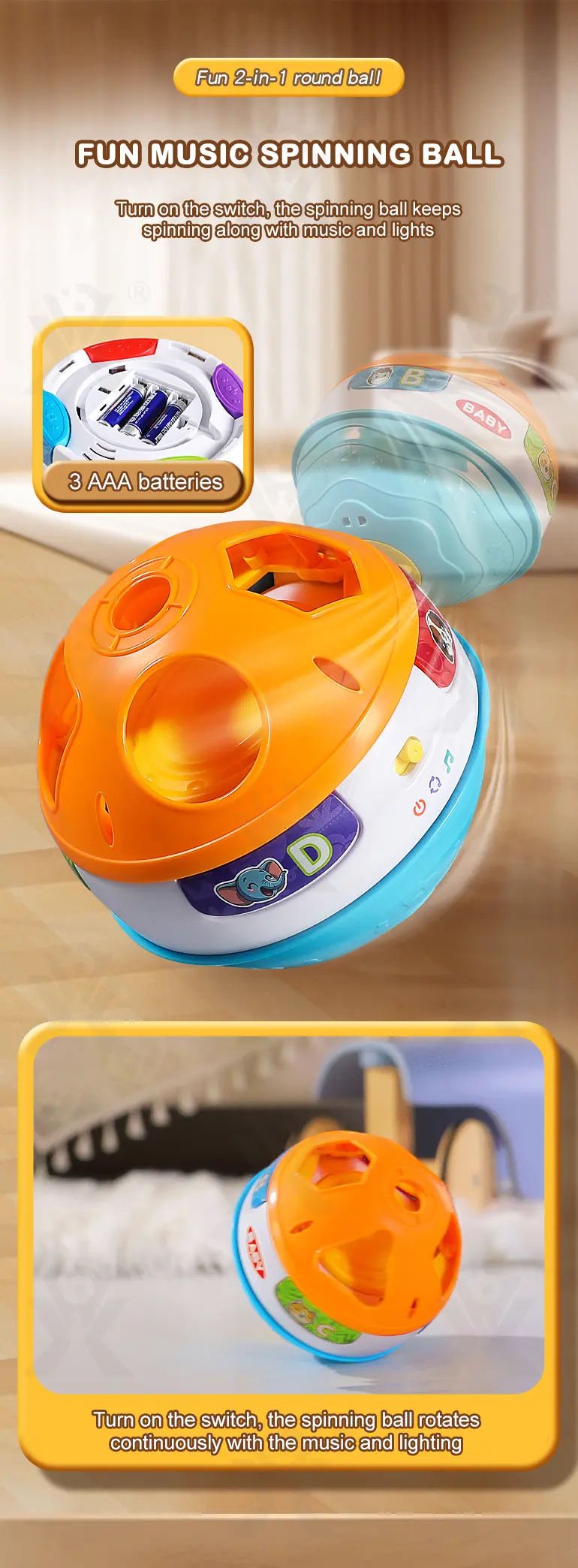 Interactive Crawling Ball Toy With Music and Learning Mode · TV10552 · detail image 6 of 11
