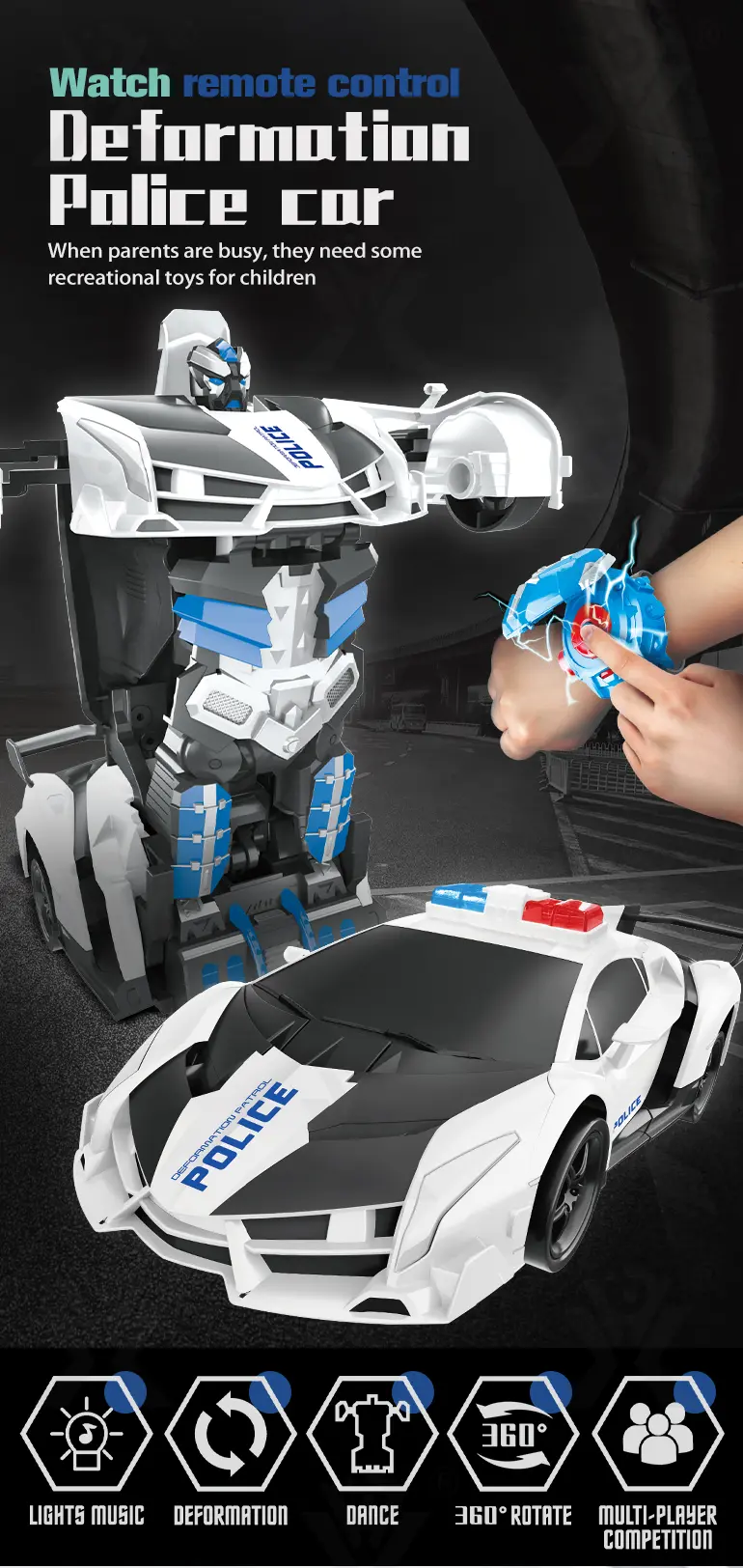 Police Car Transforming Toy with Lights and Music · TV10541 · detail image 1 of 5