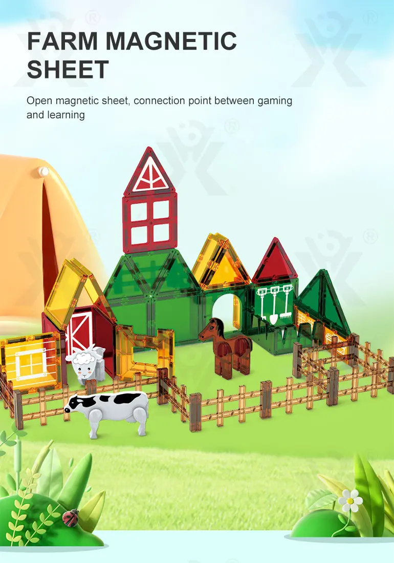 Farm-Themed Magnetic Tiles Toy, Animals-diy Building Blocks · TV10479 · detail image 1 of 9