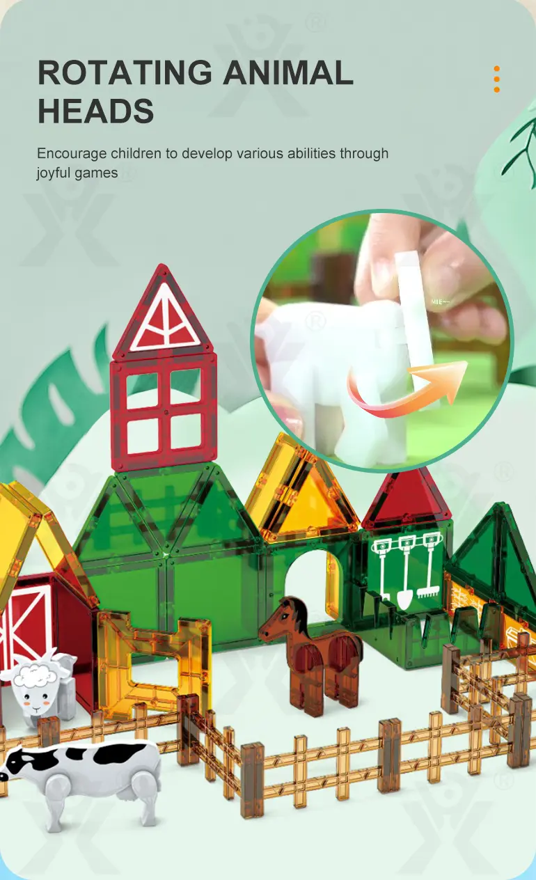 Farm-Themed Magnetic Tiles Toy, Animals-diy Building Blocks · TV10479 · detail image 4 of 9