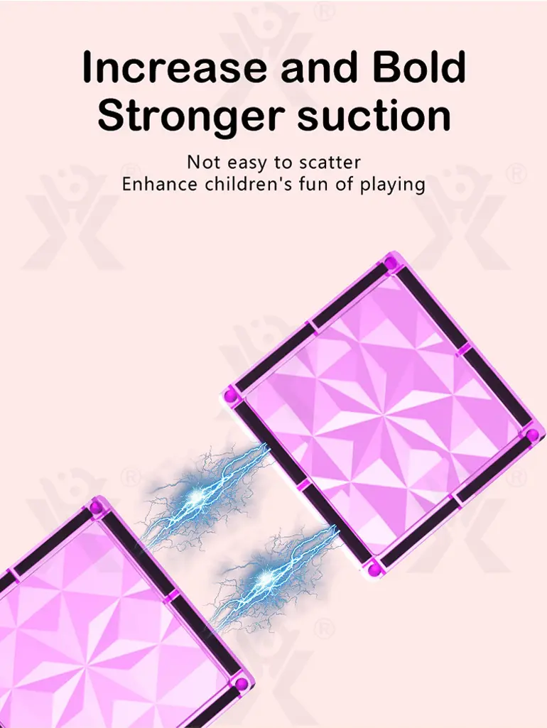 Pink Magnetic Tiles Set 3D Blocks-diy building blocks · TV10480 · detail image 4 of 8