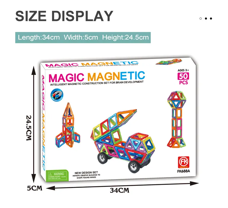 Magnetic Tile Building Blocks, 50 Pcs · TV10473 · detail image 6 of 6