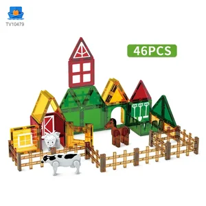 Farm-Themed Magnetic Tiles Toy, Animals-diy Building Blocks
