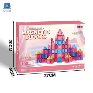 Pink Magnetic Tiles Set 3D Blocks-diy building blocks · TV10480 · product photo 7 of 8