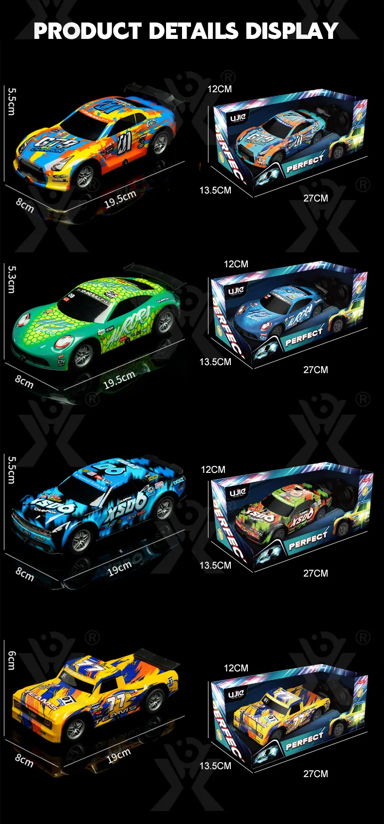 Jouet de voiture lumineux RC, voiture de course RC·TV10415·image de détail 11 de 11