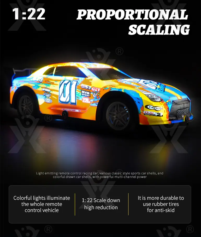 Jouet de voiture lumineux RC, voiture de course RC·TV10415·image de détail 2 de 11
