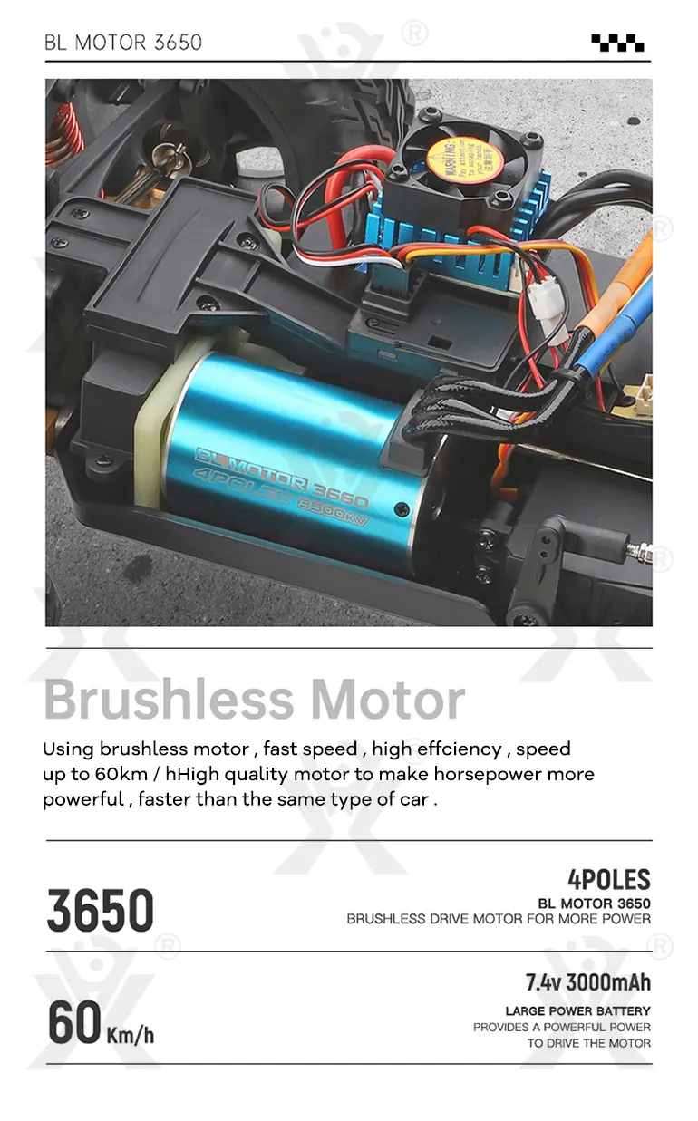 3650 Brushless RC Sports Car Toy, 4WD, 60KM/H · TV10414 · detail image 8 of 13