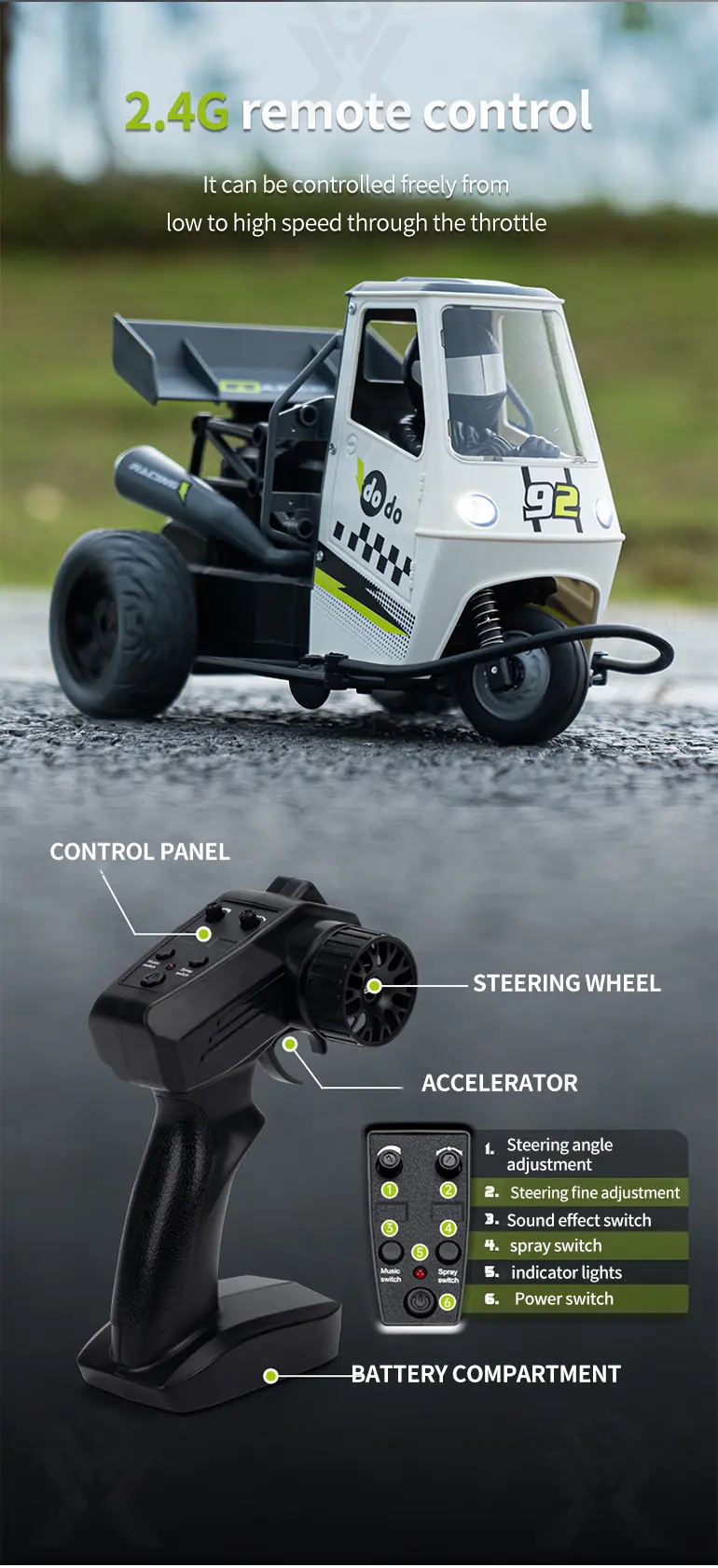 1:16 3-Wheel RC Cars · TV10394 · detail image 6 of 9