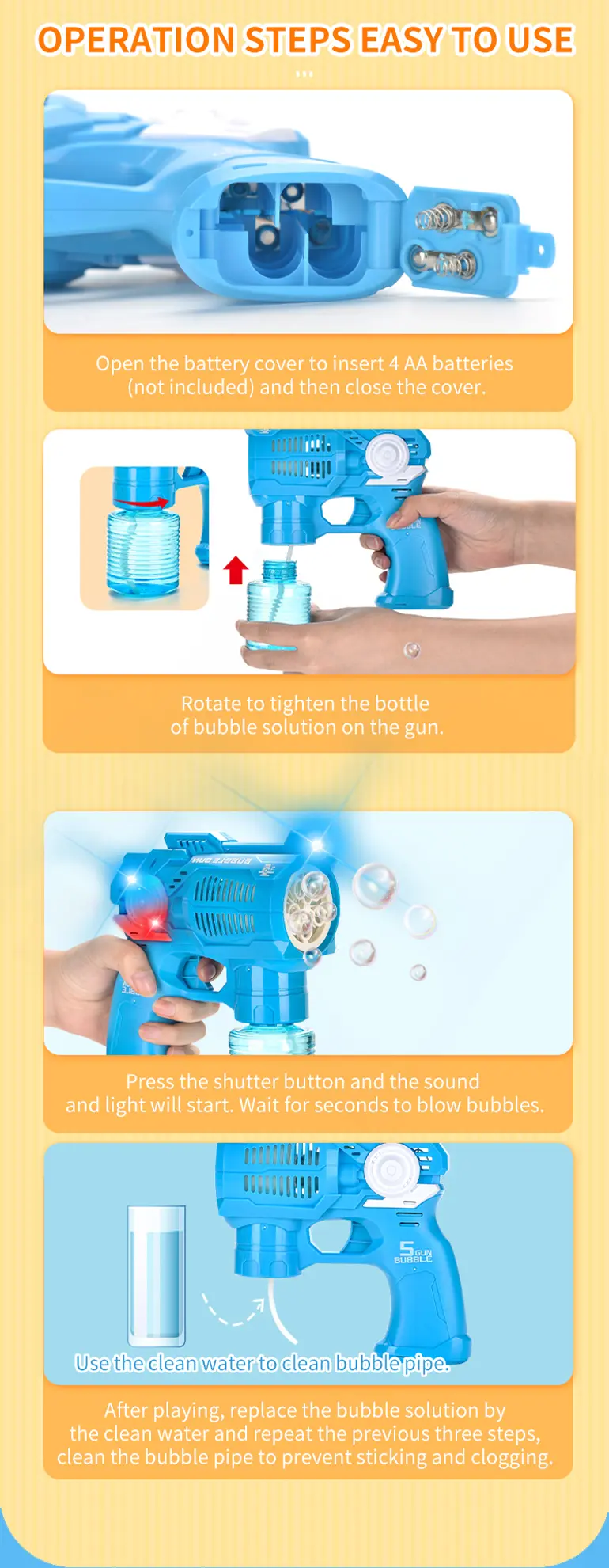 Pistola de burbujas eléctrica con ventilador de juguete·TV10432·imagen de detalle 4 de 7