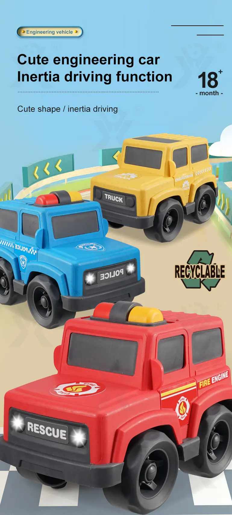 Adorable Fire Trucks Toy For Toddlers · TV10372 · detail image 1 of 8