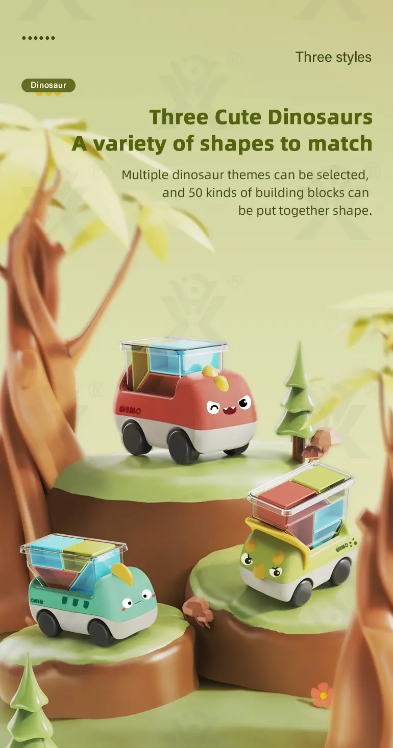 Trucky 3 Puzzle Game Set, Dinosaur Truck Toy Building Block · TV10379 · detail image 3 of 8