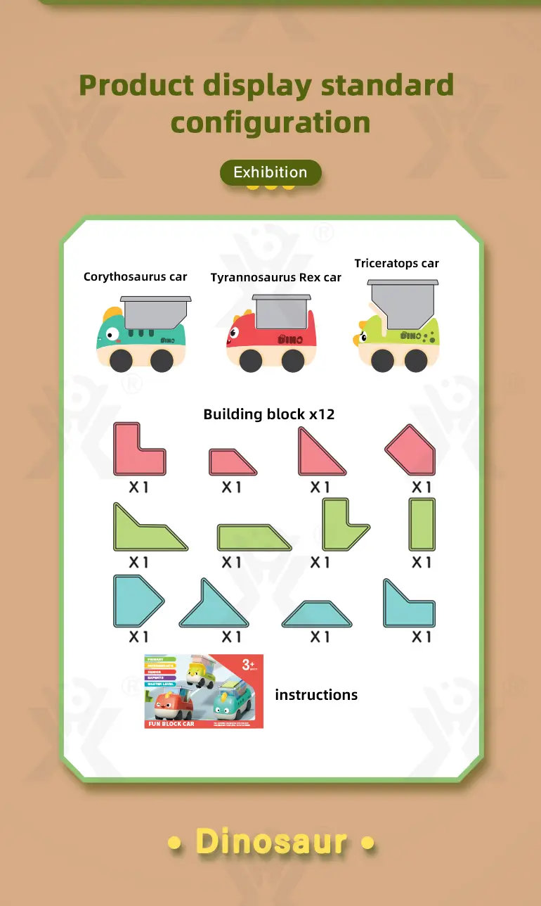 Trucky 3 Puzzle Game Set, Dinosaur Truck Toy Building Block · TV10379 · detail image 5 of 8