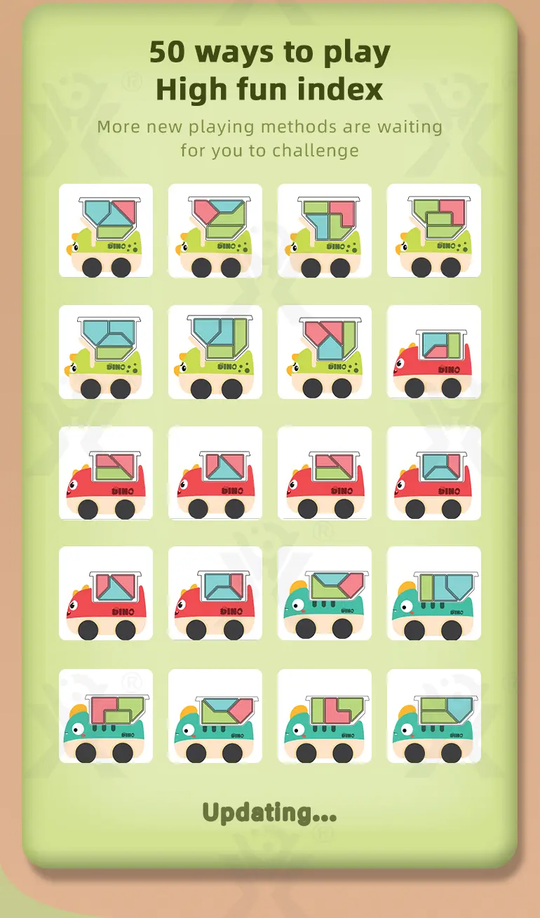 Trucky 3 Puzzle Game Set, Dinosaur Truck Toy Building Block · TV10379 · detail image 6 of 8
