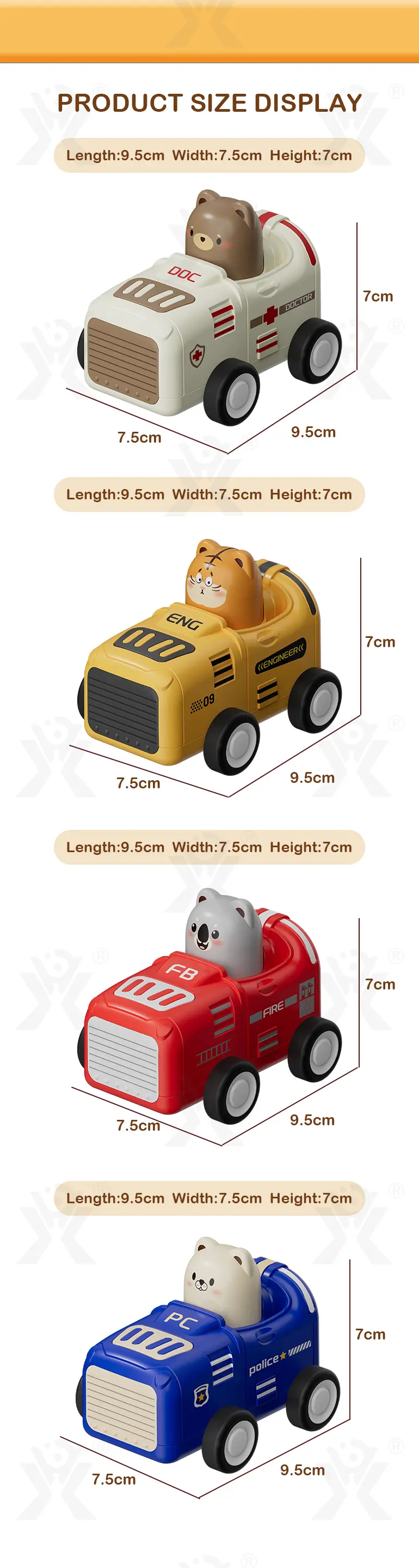 Animal Inertia Car, Toddler Car · TV10301 · detail image 10 of 10