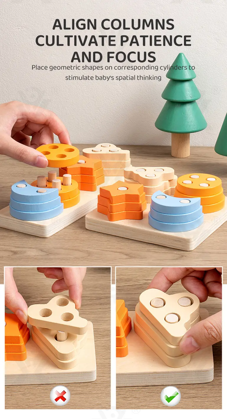 Wooden Montessori Sorting Toy, Shape Matching Puzzle · TV10378 · detail image 4 of 10