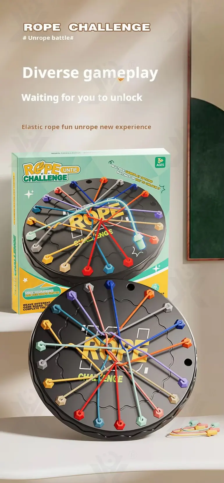 Rope Challenge Game Board, Logic Puzzle Board Game · TV10310 · detail image 6 of 10
