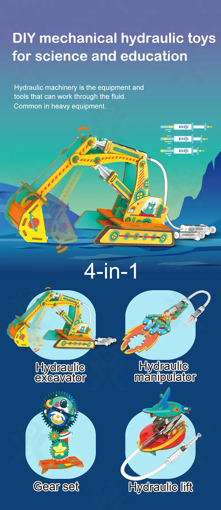 STEM Set, 4 in 1 Hydraulic Machinery Kit · TV10324 · detail image 1 of 9