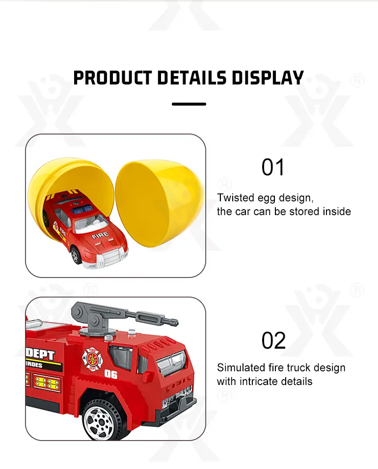 Diecast Fire Truck, Twist-Egg Style, 12 Collectable Style · TV10323 · detail image 7 of 10