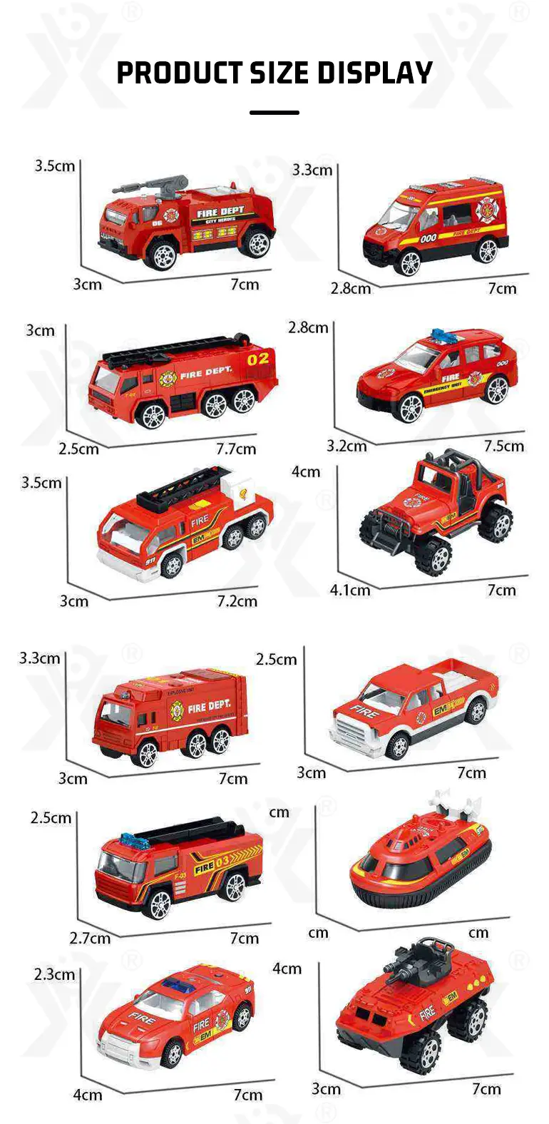 Diecast Fire Truck, Twist-Egg Style, 12 Collectable Style · TV10323 · detail image 9 of 10