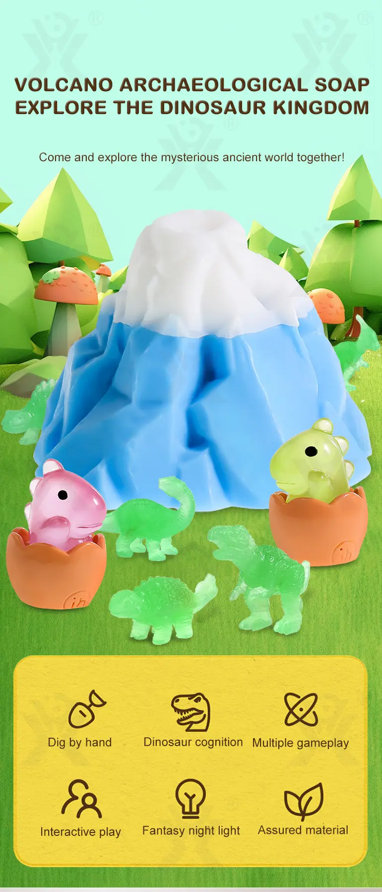 Dinosaur Soap, Vocalno Shape For Digging Play, Glow-in-the-Dark · TV10343 · detail image 1 of 6