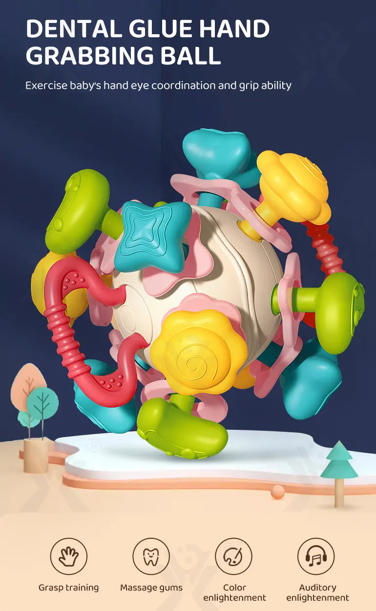 6-in-1 Baby Teether Ball Toy, Space Theme · TV10342 · detail image 1 of 8