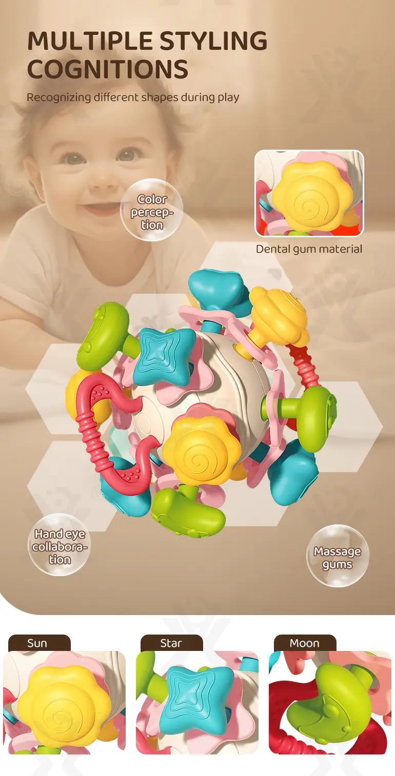 6-in-1 Baby Teether Ball Toy, Space Theme · TV10342 · detail image 2 of 8