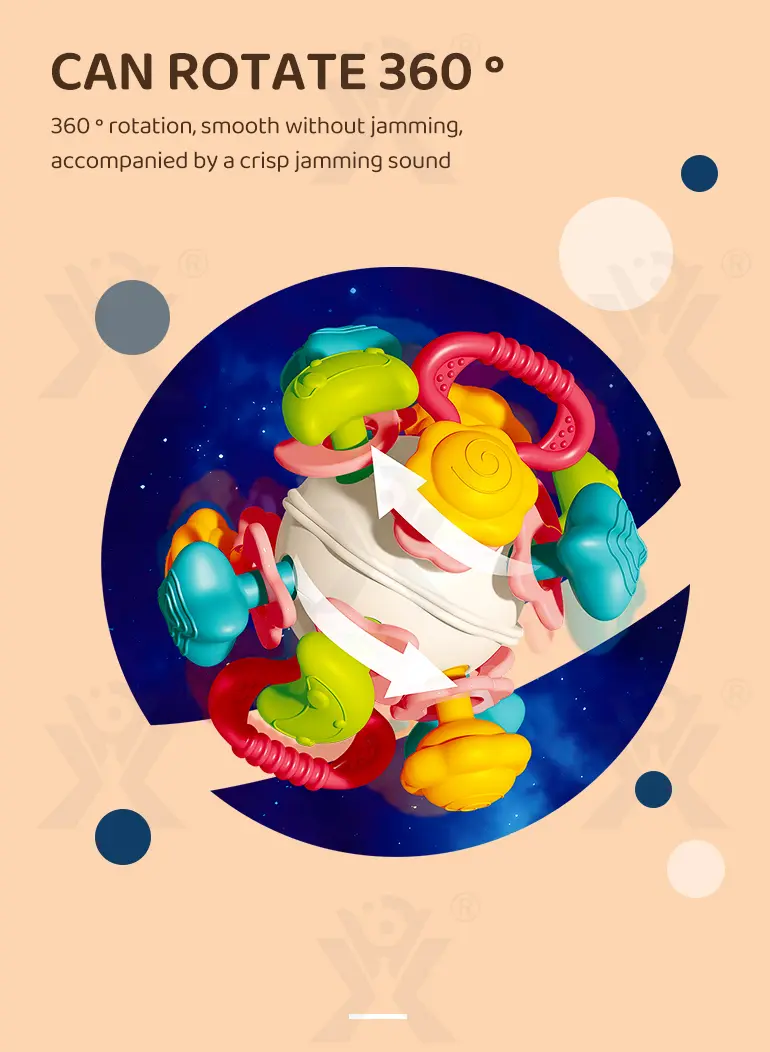 6-in-1 Baby Teether Ball Toy, Space Theme · TV10342 · detail image 4 of 8