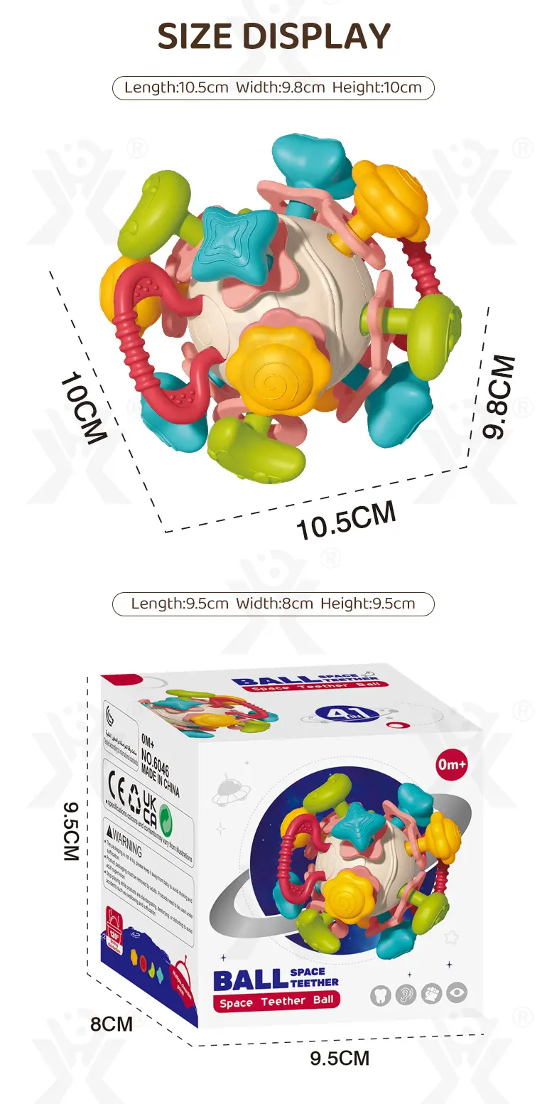 6-in-1 Baby Teether Ball Toy, Space Theme · TV10342 · detail image 8 of 8