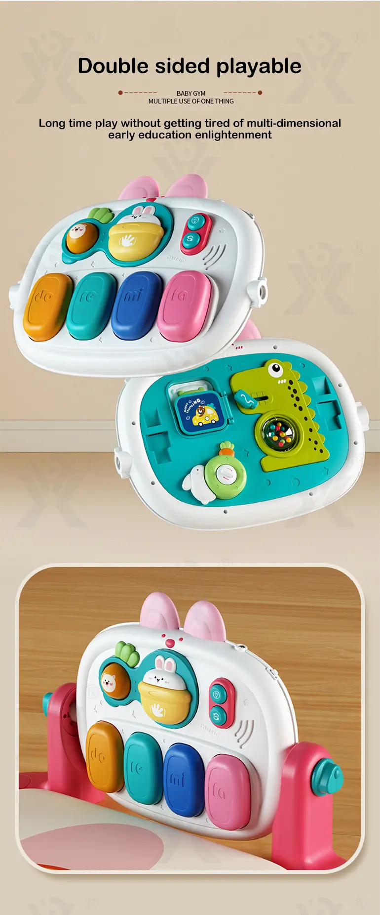 Baby Pedal Piano Play Mat, Rabbit Mat -Baby Toys Bulk Supply · TV10332 · detail image 3 of 9