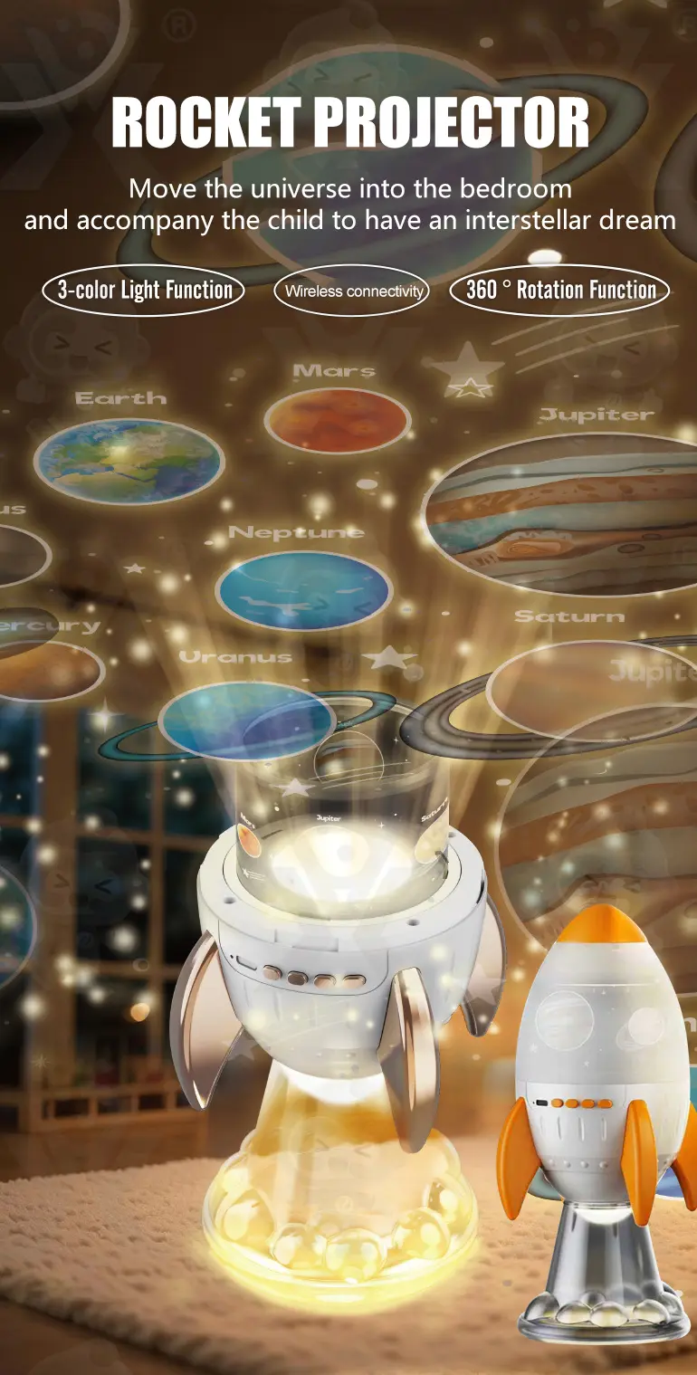Star Projector Night Light, Space Rocket-Shaped Toy · TV10365 · detail image 1 of 6