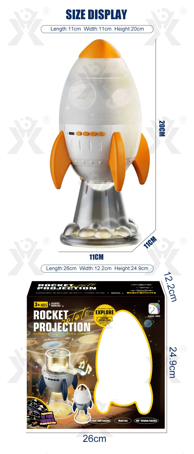 Star Projector Night Light, Space Rocket-Shaped Toy · TV10365 · detail image 6 of 6
