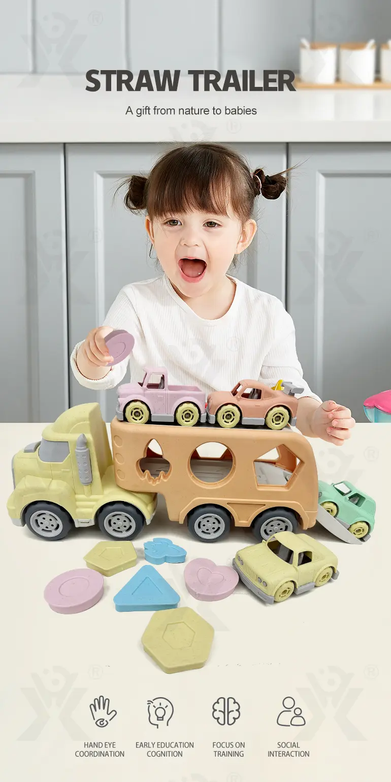 Wheat Straw Car Toy, Trailer Truck · TV10353 · detail image 1 of 7