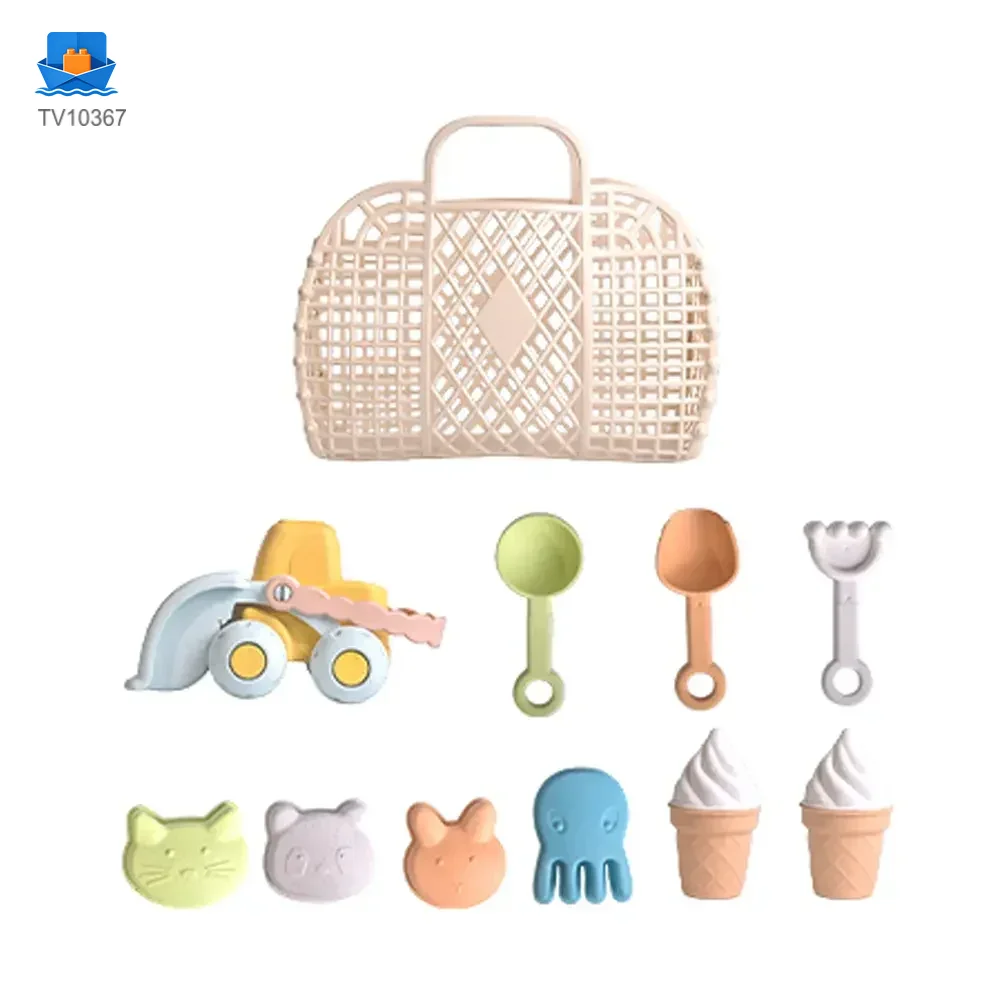 Cream Beach Basket Toy Set | Kids Sand Play Set · TV10367 · product photo 1 of 6