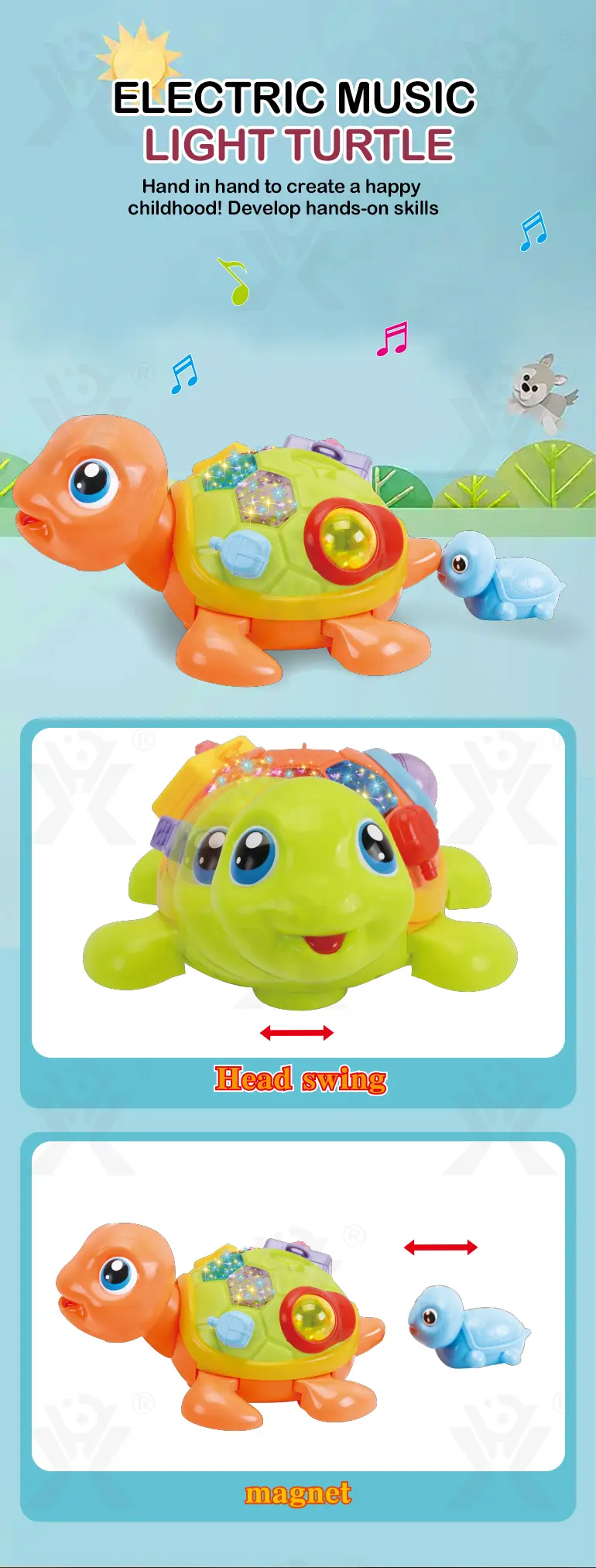 Electric Turtle Toy with Musical Light -China Toy Factory · TV10293 · detail image 2 of 6