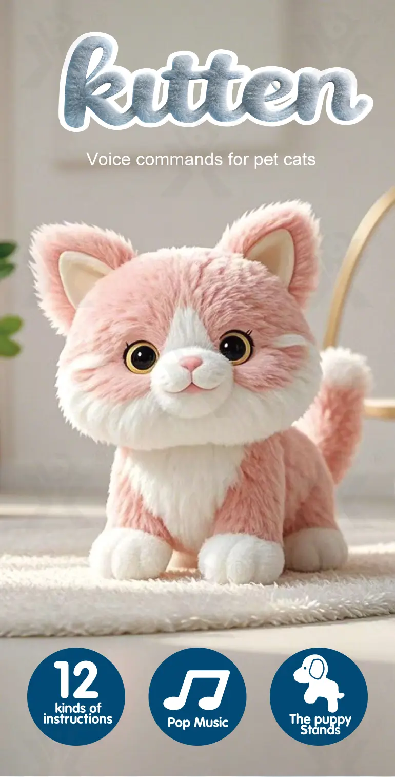 Interactive Plush Cat, Voice Commands Cute Cats · TV10315 · detail image 1 of 7