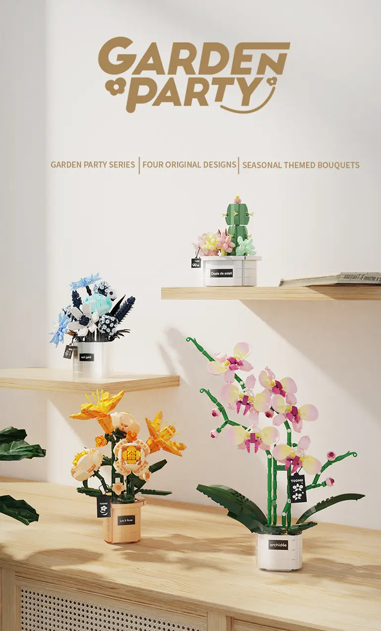 Flower Building Blocks Toy, Decor Use and Fun · TV10298 · detail image 1 of 14