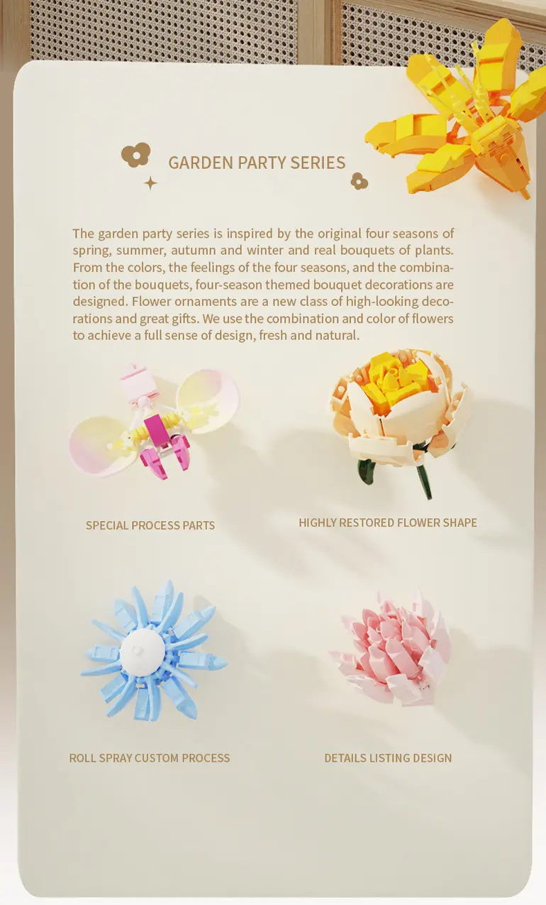 Flower Building Blocks Toy, Decor Use and Fun · TV10298 · detail image 2 of 14