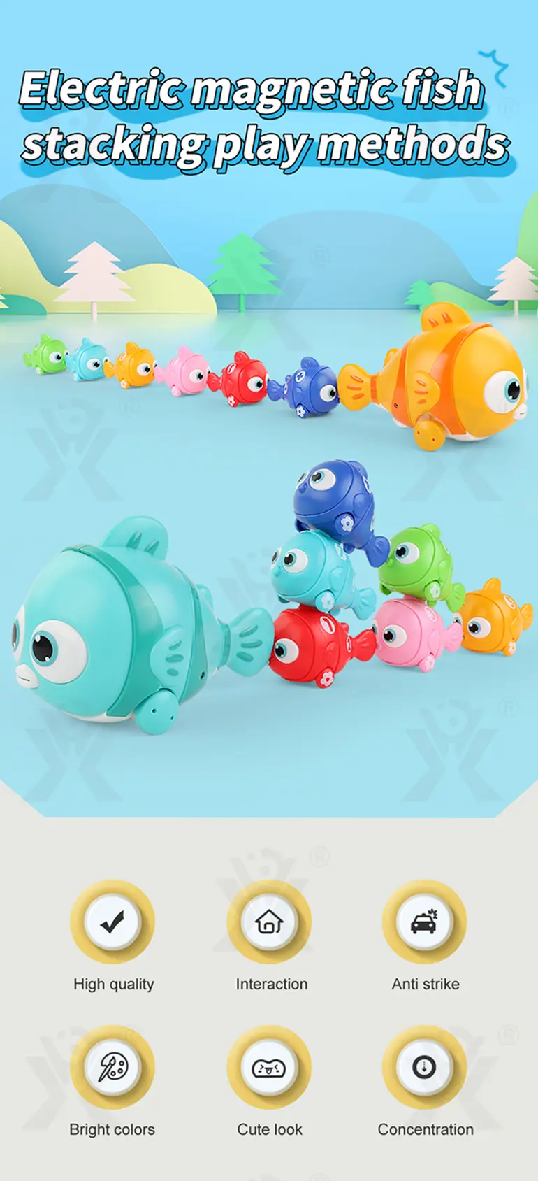 Magnetic Fishing Toy, Electric Moving Fish Bath Toys · TV10285 · detail image 1 of 10