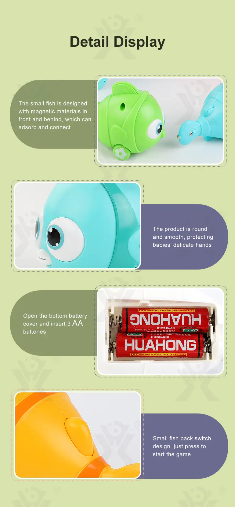 Magnetic Fishing Toy, Electric Moving Fish Bath Toys · TV10285 · detail image 8 of 10