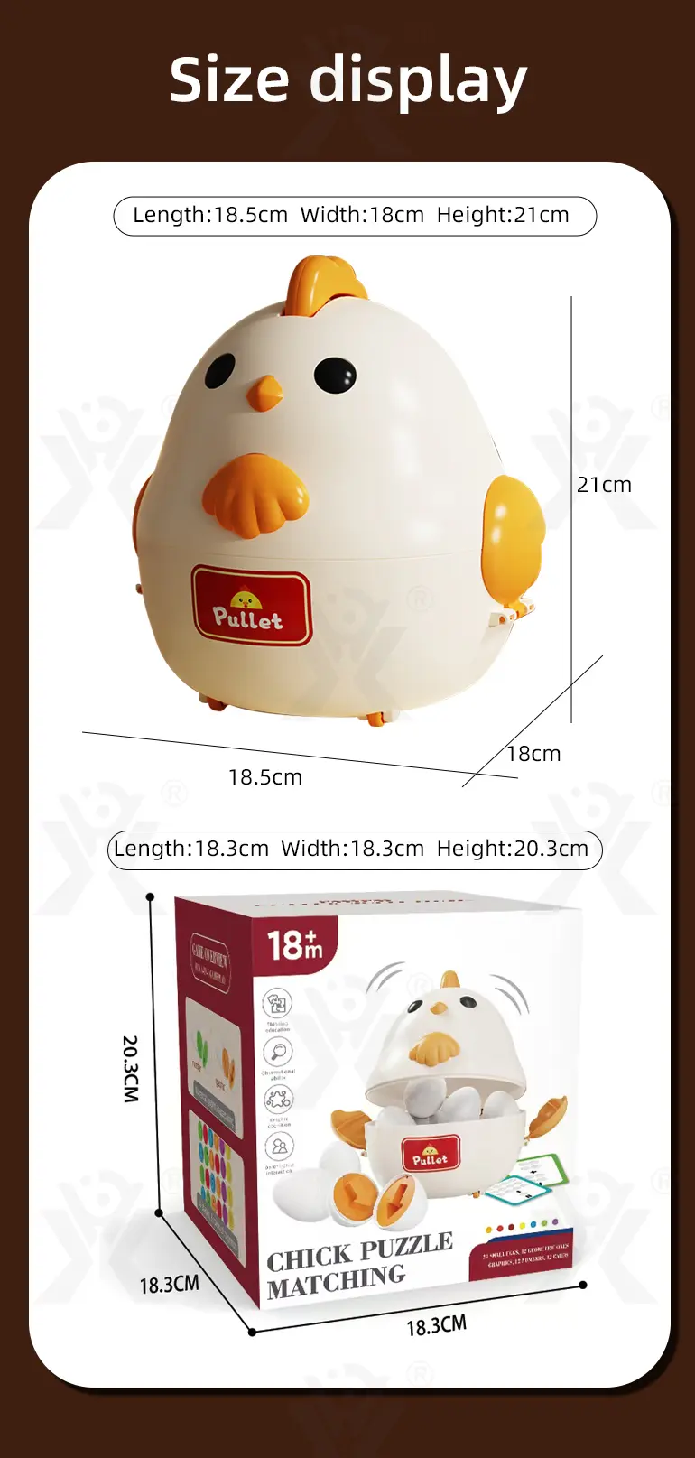 Chick Puzzle Matching Toy, Easter Egg Shape, For Shape and Color Recognition · TV10253 · detail image 10 of 10
